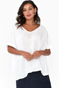 Linen Tops<Talia Benson Oversized Anna White Linen Tee