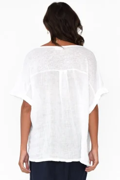 Linen Tops<Talia Benson Oversized Anna White Linen Tee