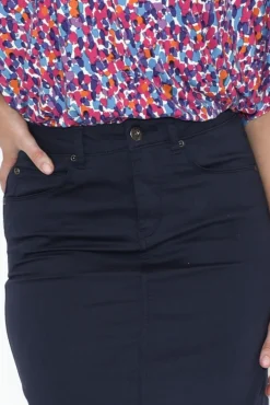 Skirts<Cafe Latte Palin Navy Zip Front Skirt