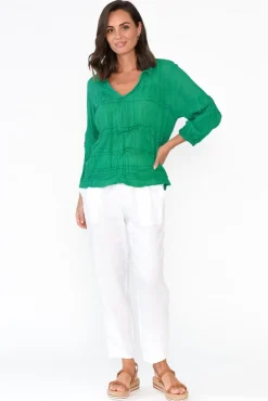 Cotton Tops<Namastai Palmer Green Cotton Long Sleeve Top