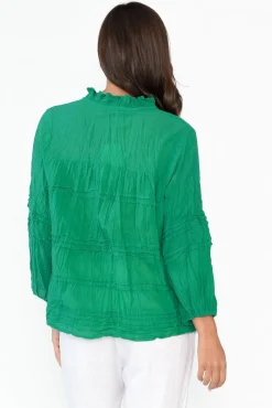 Cotton Tops<Namastai Palmer Green Cotton Long Sleeve Top