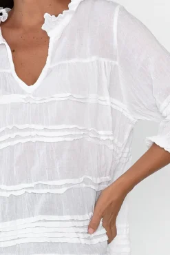 Cotton Tops<Namastai Palmer White Cotton Long Sleeve Top