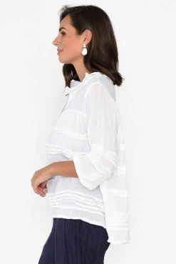 Cotton Tops<Namastai Palmer White Cotton Long Sleeve Top