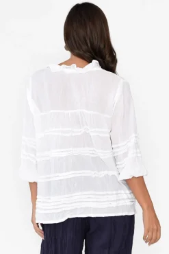 Cotton Tops<Namastai Palmer White Cotton Long Sleeve Top