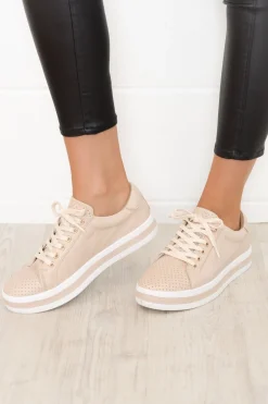 Leather Sneakers<Alfie and Evie Paradise Nude Leather Sneaker