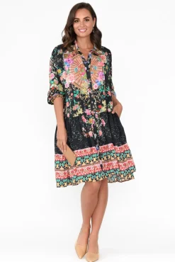 Above Knee Dresses<Hammock u0026 Vine Paris Black Roses Shirt Dress