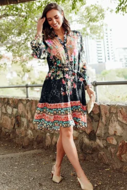 Above Knee Dresses<Hammock u0026 Vine Paris Black Roses Shirt Dress