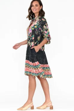 Above Knee Dresses<Hammock u0026 Vine Paris Black Roses Shirt Dress