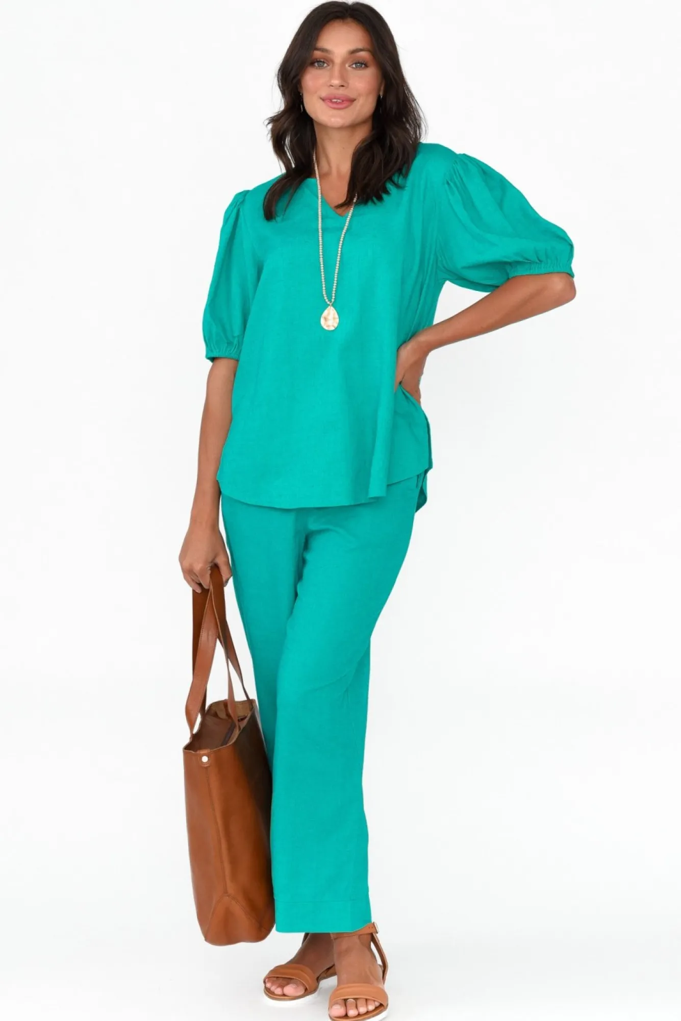 Pants<Betty Basics Parker Teal Linen Blend Pant