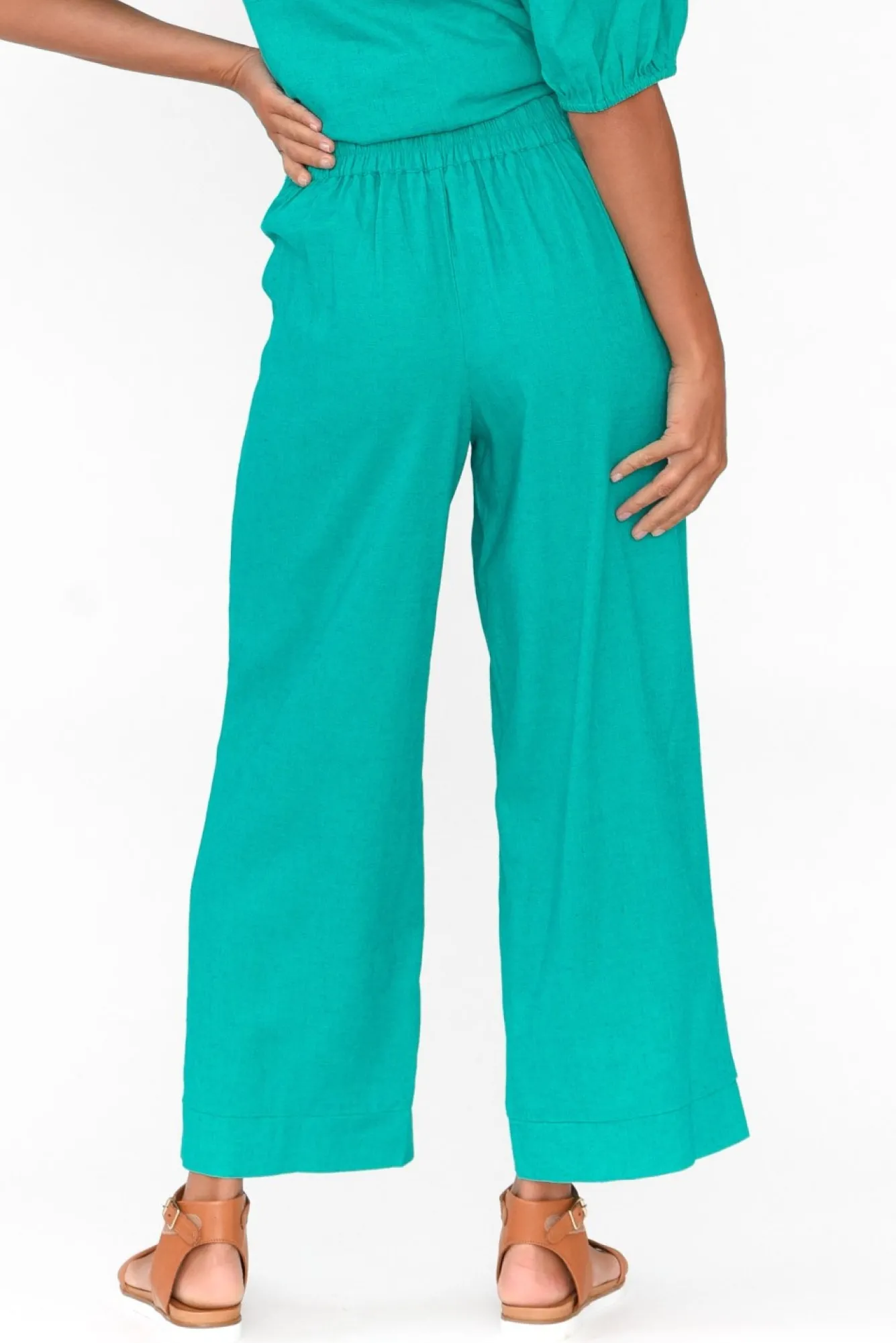Pants<Betty Basics Parker Teal Linen Blend Pant