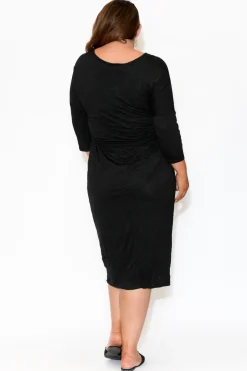 Cotton Dresses<Cotton Village Patricia Black Crinkle Cotton Tie Dress