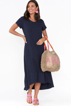 Cotton Dresses<One Ten Willow Patrick Navy Cotton Pocket Dress