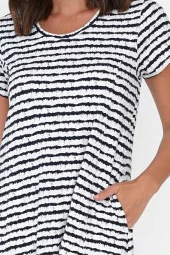 Cotton Dresses<One Ten Willow Patrick Navy Stripe Cotton Pocket Dress