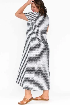 Cotton Dresses<One Ten Willow Patrick Navy Stripe Cotton Pocket Dress