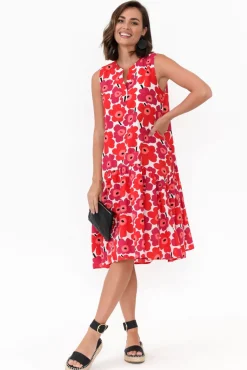 Cotton Dresses<Clarity Paulette Red Poppy Cotton Dress