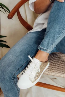 Leather Sneakers<Hinako Paz Gold Glitter Leather Mule Sneaker