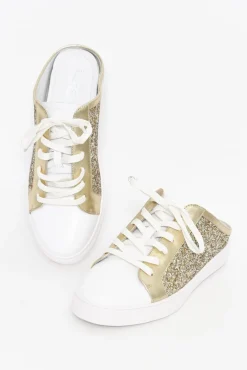 Leather Sneakers<Hinako Paz Gold Glitter Leather Mule Sneaker