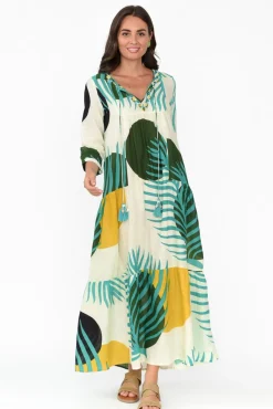 Cotton Dresses<Cinnamon Paz Green Tropical Cotton Dress