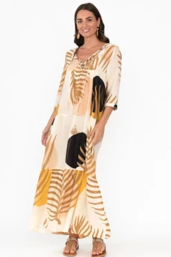 Cotton Dresses<Cinnamon Paz Mustard Tropical Cotton Dress