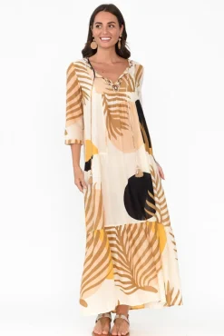 Cotton Dresses<Cinnamon Paz Mustard Tropical Cotton Dress