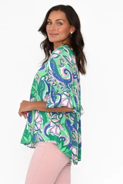 Sleeved Tops<Willow Tree Philomena Green Garden Ruffle Top
