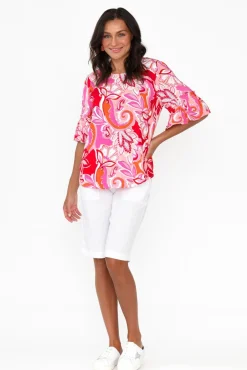 Sleeved Tops<Willow Tree Philomena Pink Garden Ruffle Top