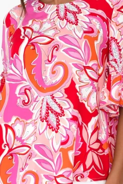 Sleeved Tops<Willow Tree Philomena Pink Garden Ruffle Top