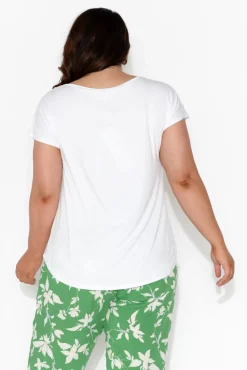 Sleeved Tops<Bamboo Body Pia White Bamboo Boatneck Tee