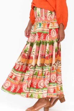 Skirts<Holiday Pier Tropical Cotton Tiered Maxi Skirt