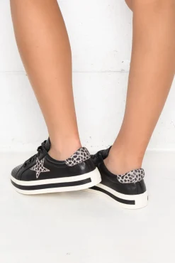 Leather Sneakers<Alfie and Evie Pixie Star Black Leather Sneaker