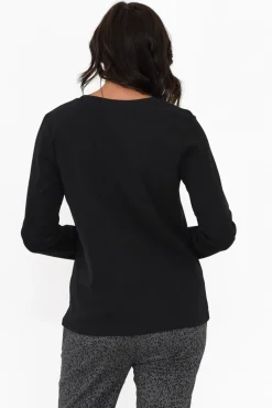 Cotton Tops<Gordon Smith Porter Black Cotton Long Sleeve Top