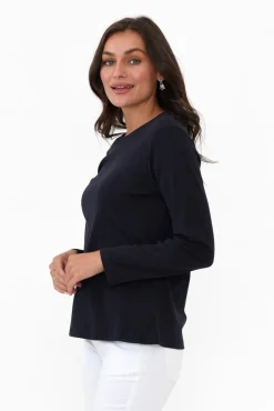 Cotton Tops<Gordon Smith Porter Navy Cotton Long Sleeve Top