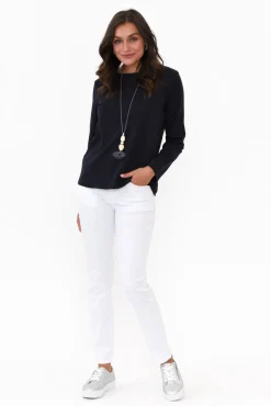 Cotton Tops<Gordon Smith Porter Navy Cotton Long Sleeve Top