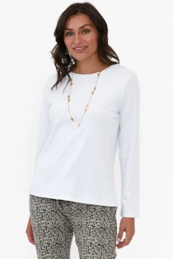 Cotton Tops<Gordon Smith Porter White Cotton Long Sleeve Top