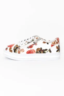 Leather Sneakers<Alfie And Evie Posey White Rose Leather Sneaker