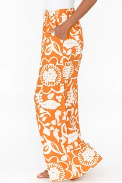 Pants<Shanty Positano Orange Garden Flared Pant