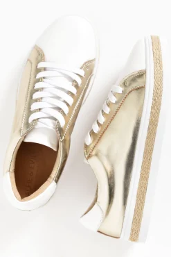 Leather Sneakers<Alfie and Evie Princeton Gold Leather Sneaker
