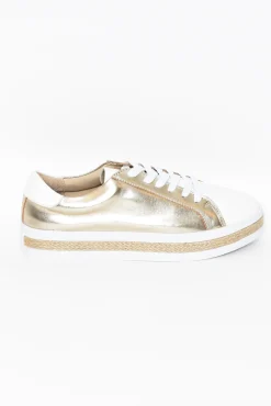 Leather Sneakers<Alfie and Evie Princeton Gold Leather Sneaker