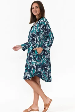 Cotton Tops<Mozaic Proserpine Blue Leaf Cotton Tunic