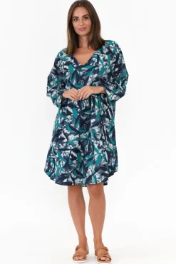 Cotton Tops<Mozaic Proserpine Blue Leaf Cotton Tunic