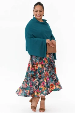 Midi Dresses<Fate Becker Pure Shores Teal Floral Midi Dress