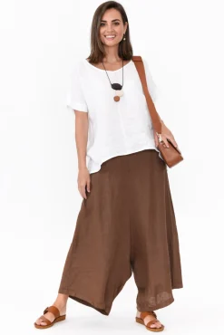 Pants<Montaigne Quincy Brown Linen Wide Leg Pant