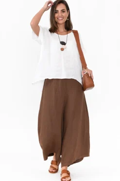 Pants<Montaigne Quincy Brown Linen Wide Leg Pant