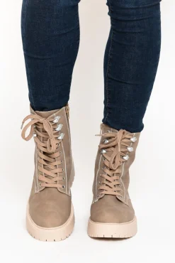 Boots<Los Cabos Raine Taupe Lace Up Boot