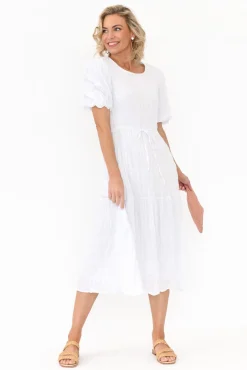 Cotton Dresses<Cali and Co Rava White Cotton Tie Dress