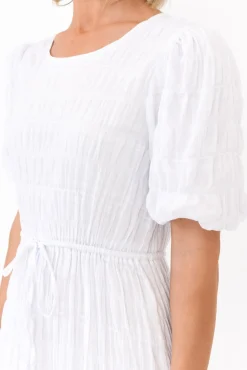 Cotton Dresses<Cali and Co Rava White Cotton Tie Dress