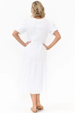 Cotton Dresses<Cali and Co Rava White Cotton Tie Dress