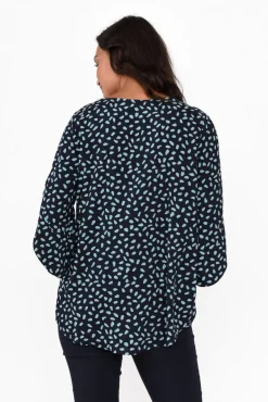 Sleeved Tops<Hourglass Raven Aqua Fleck Hi Lo Top