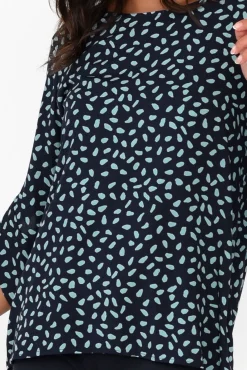 Sleeved Tops<Hourglass Raven Aqua Fleck Hi Lo Top