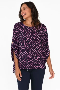 Sleeved Tops<Hourglass Raven Pink Fleck Hi Lo Top